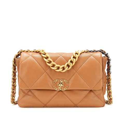 chanel 19 small caramel|chanel 19 handbags.